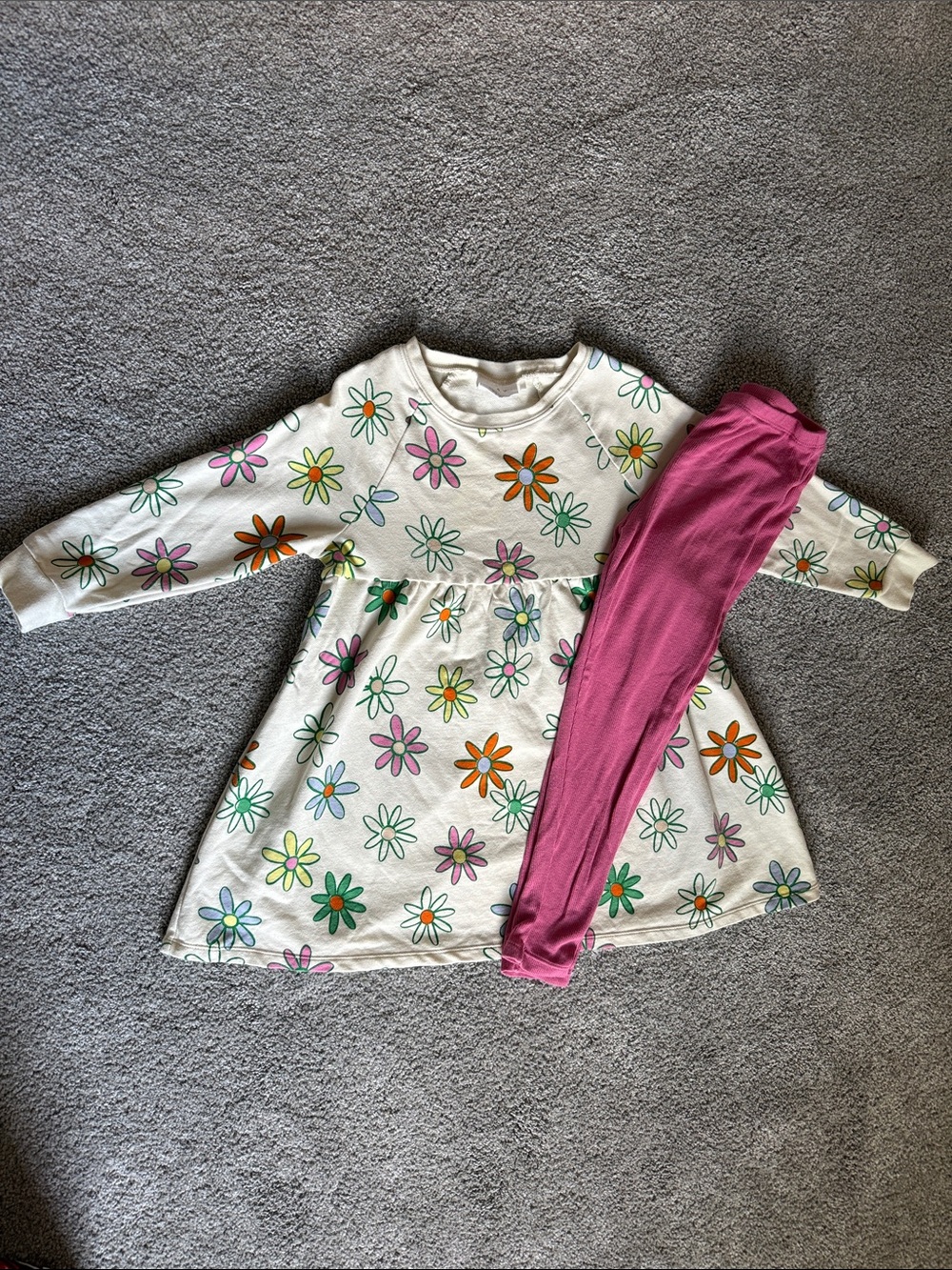 Angel Dear Cream Floral Dress with Pink and Orange Flowers